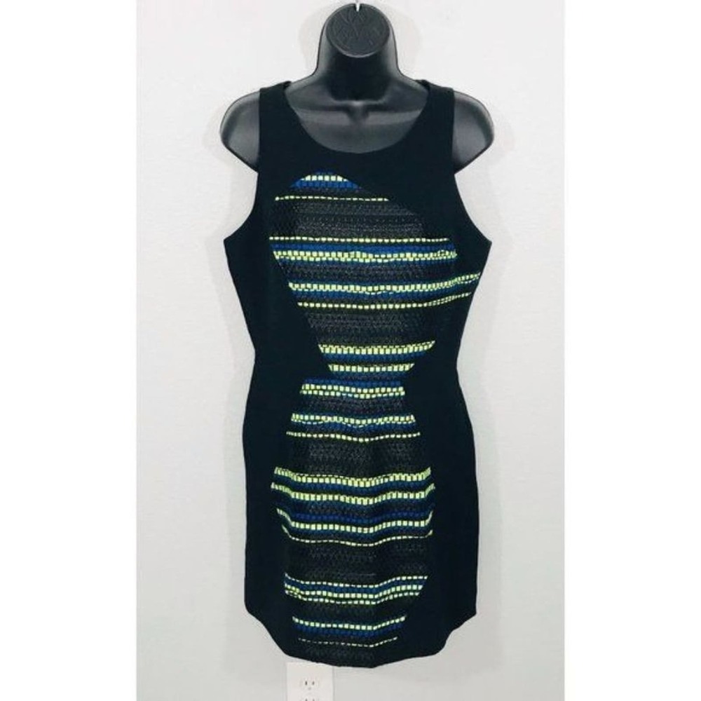 MILLY Abstract Textile Knit Front Sheath Dress Workwear Career-wear, 8